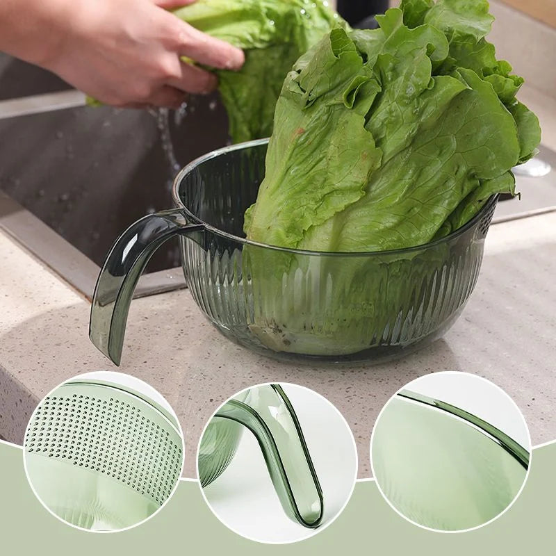Rice Washing Bowl 2-in-1 Fine Mesh Strainer