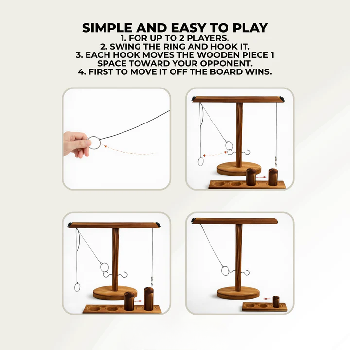 Ring Toss Game Solid Wood Tool-Free Setup