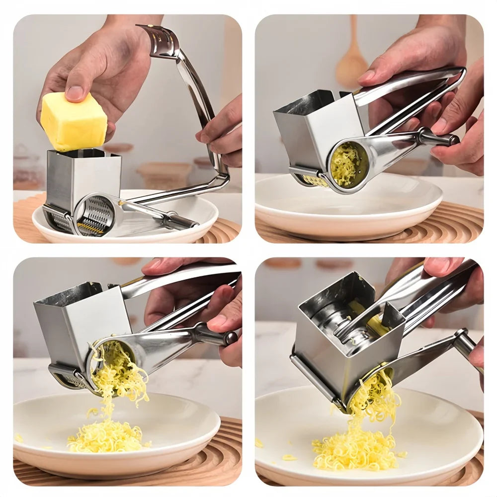 Rotary Cheese Grater Stainless Steel Hand-Cranked Compact