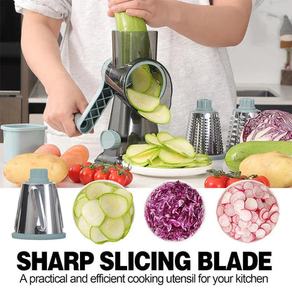 Rotary Grater 3 Stainless Steel Drums Suction Cup Base