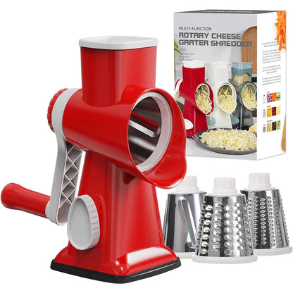 Rotary Grater 3 Stainless Steel Drums Suction Cup Base