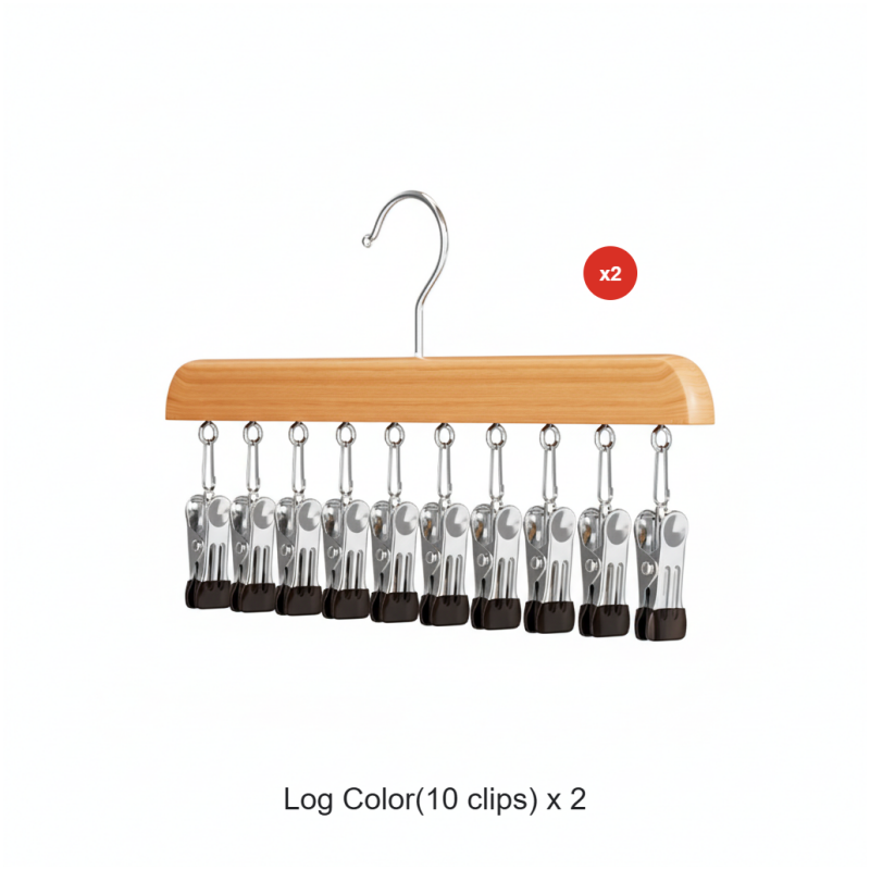 Rotating Hanger Solid Wood 360 Degree Non-Slip Clips