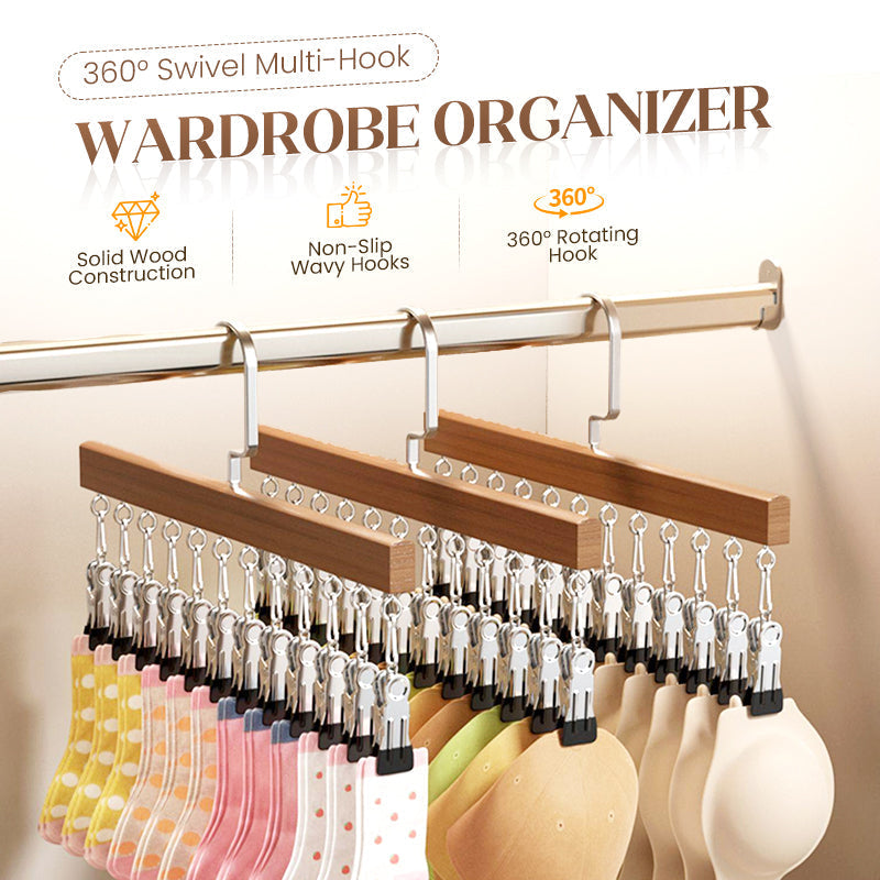 Rotating Hanger Solid Wood 360 Degree Non-Slip Clips