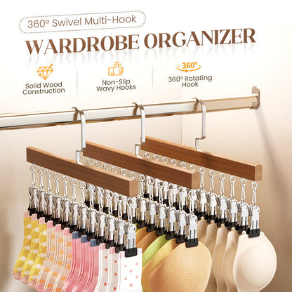Rotating Hanger Solid Wood 360 Degree Non-Slip Clips