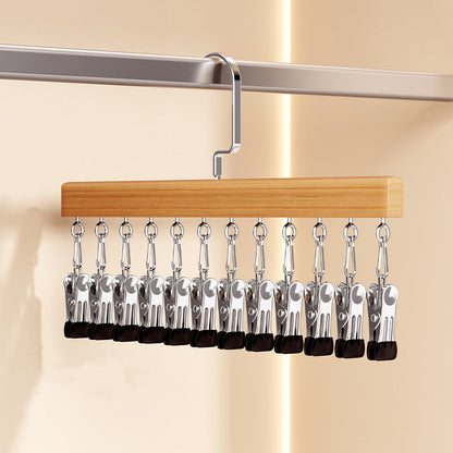Rotating Hanger Solid Wood 360 Degree Non-Slip Clips
