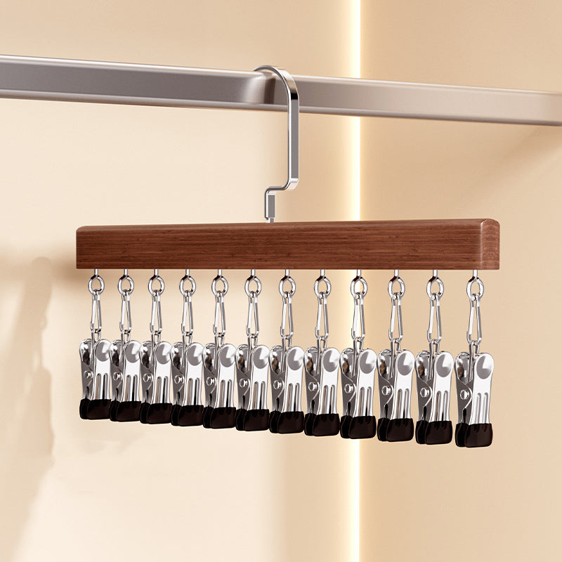 Rotating Hanger Solid Wood 360 Degree Non-Slip Clips
