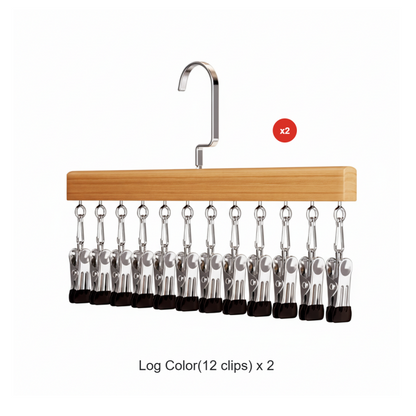 Rotating Hanger Solid Wood 360 Degree Non-Slip Clips
