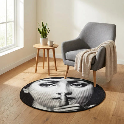 Round Rug Graphic Face Soft Polyester Blend Multiple Sizes
