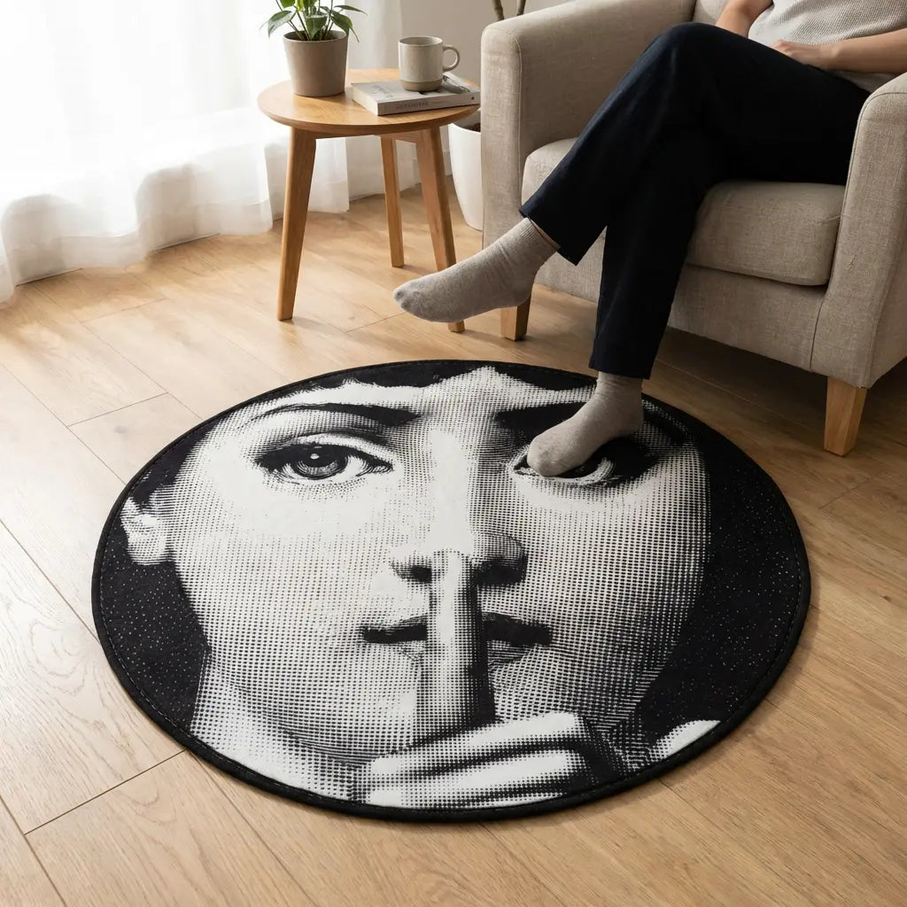 Round Rug Graphic Face Soft Polyester Blend Multiple Sizes