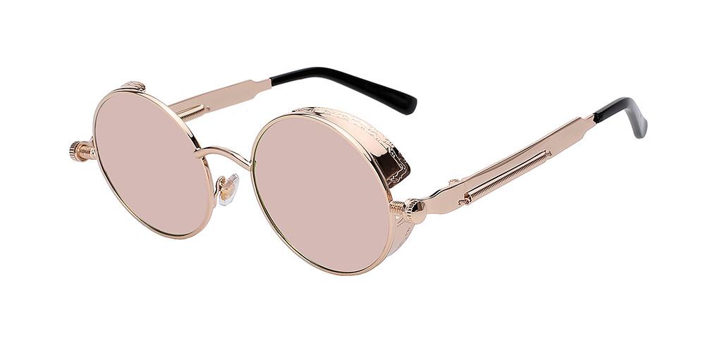 Round Sunglasses Steampunk Metal Side Shields UV400