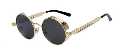 Round Sunglasses Steampunk Metal Side Shields UV400