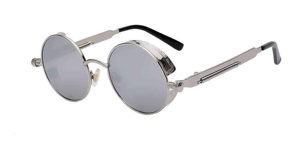 Round Sunglasses Steampunk Metal Side Shields UV400