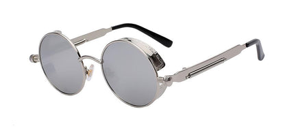 Round Sunglasses Steampunk Metal Side Shields UV400