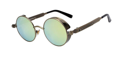 Round Sunglasses Steampunk Metal Side Shields UV400