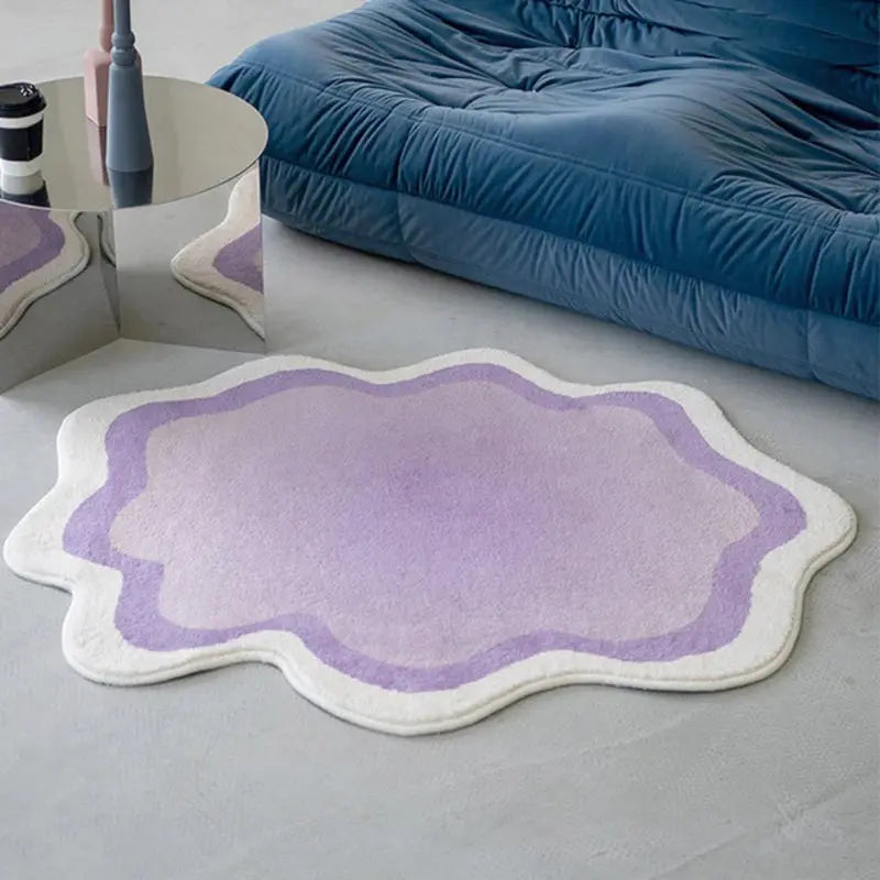 Rug Pastel Cloud Motif Polyester Non-Slip Backing