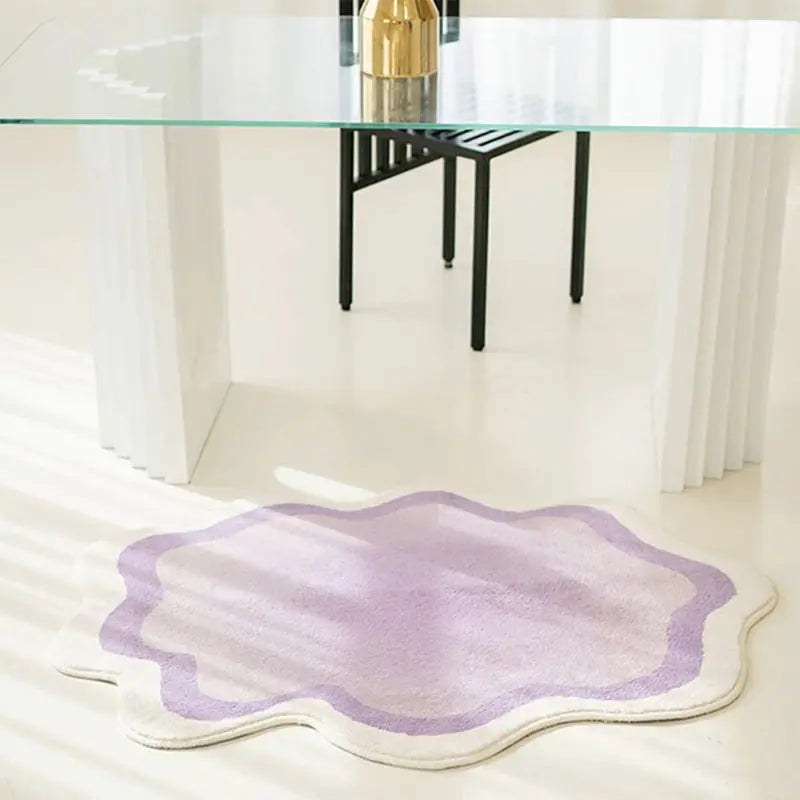 Rug Pastel Cloud Motif Polyester Non-Slip Backing