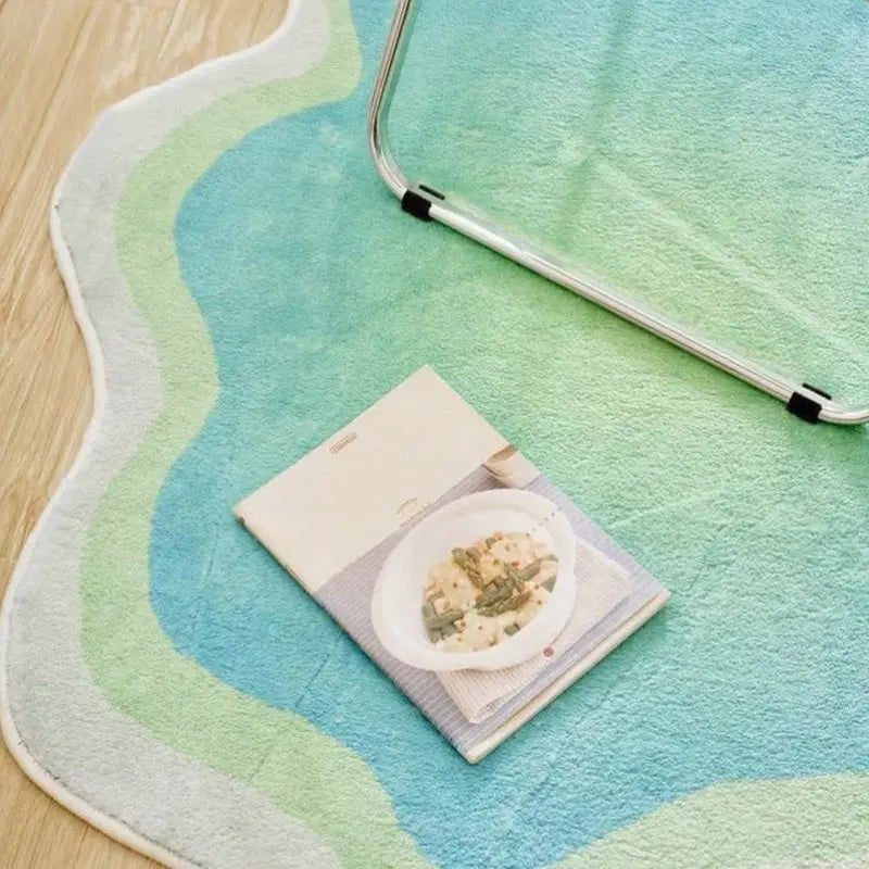 Rug Pastel Cloud Motif Polyester Non-Slip Backing