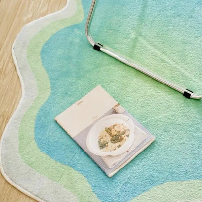 Rug Pastel Cloud Motif Polyester Non-Slip Backing