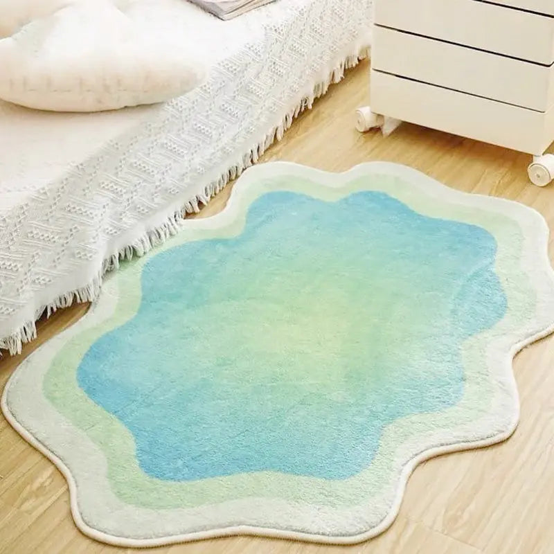 Rug Pastel Cloud Motif Polyester Non-Slip Backing