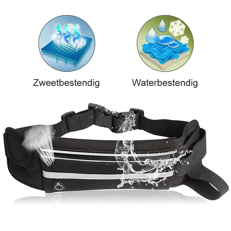 Running Belt Ultralight Stretch Fit Water-Repellent Lycra Sealed Zipper