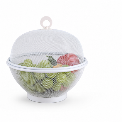 Rust-Resistant Steel Mesh Fruit Basket (Breathable Lid & Built-In Sieve)