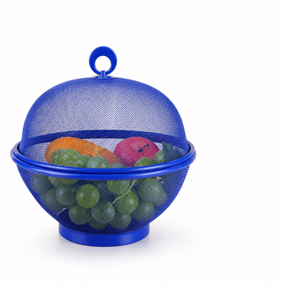 Rust-Resistant Steel Mesh Fruit Basket (Breathable Lid & Built-In Sieve)