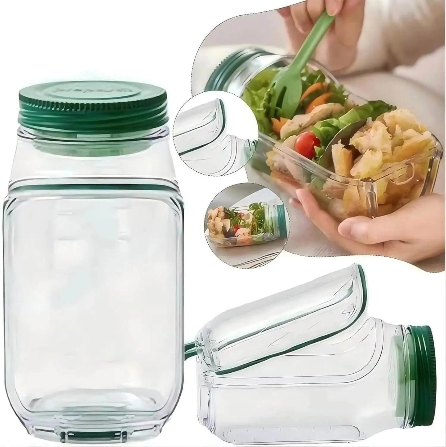 Salad Container Leak-Proof Screw Lid Layered Design