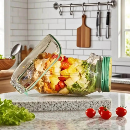 Salad Container Leak-Proof Screw Lid Layered Design