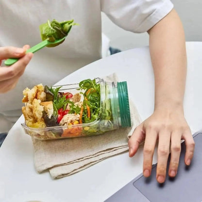Salad Container Leak-Proof Screw Lid Layered Design