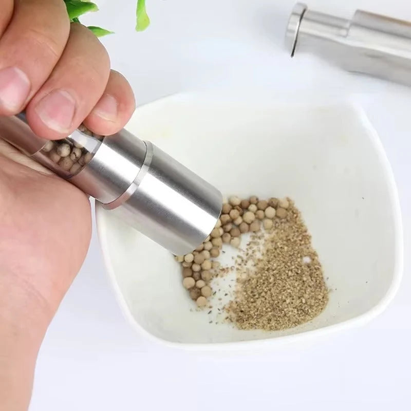Salt & Pepper Mill One-Handed Push Stainless Steel