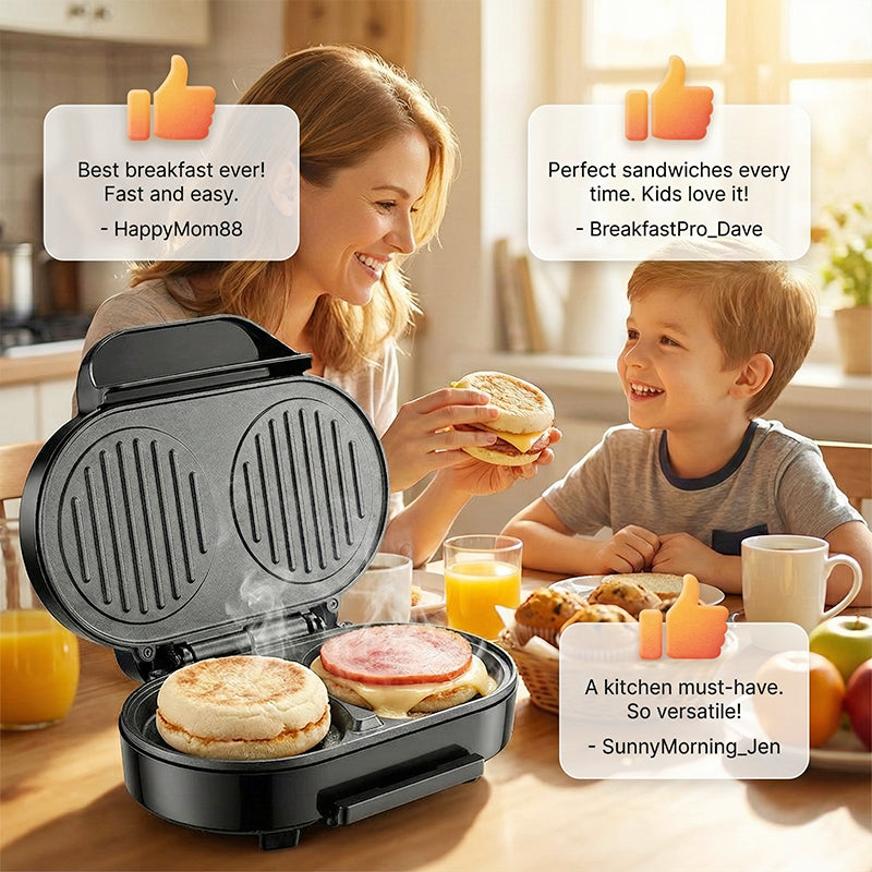Sandwich Maker Double Non-Stick Plates Sturdy Metal Body