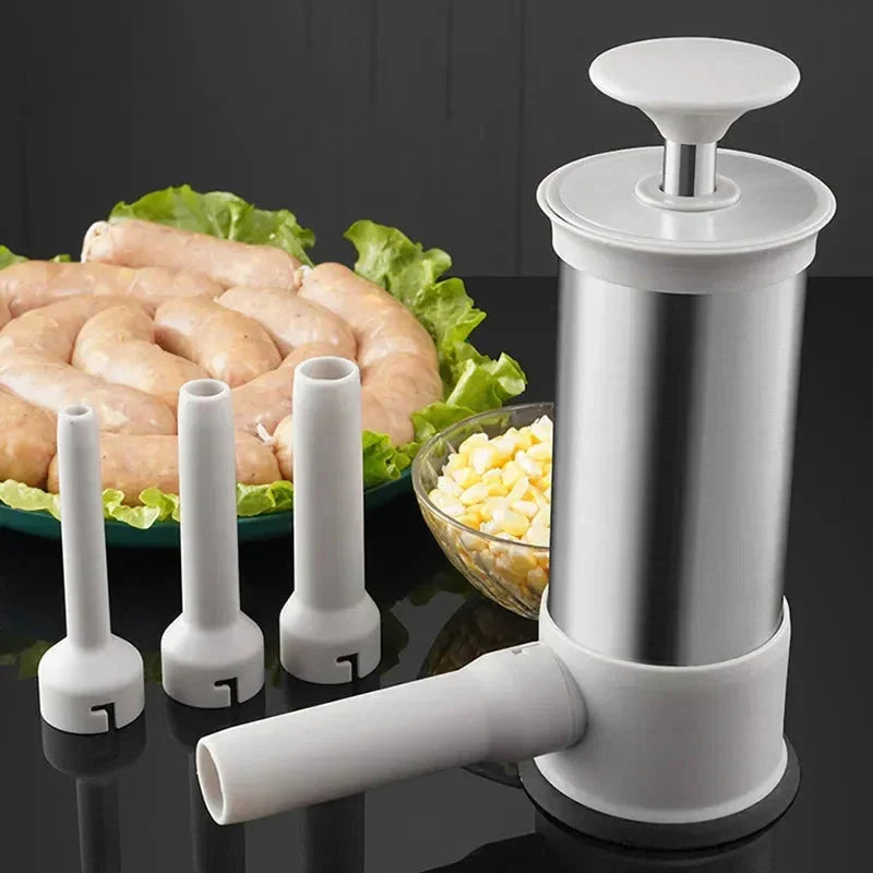 Sausage Stuffer Stainless Steel Manual Lever Four Filling Tubes