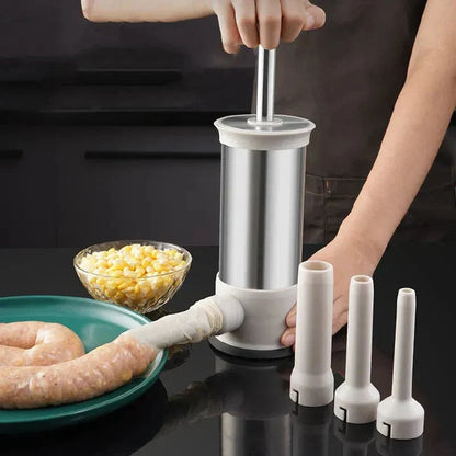 Sausage Stuffer Stainless Steel Manual Lever Four Filling Tubes