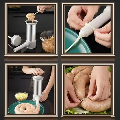 Sausage Stuffer Stainless Steel Manual Lever Four Filling Tubes