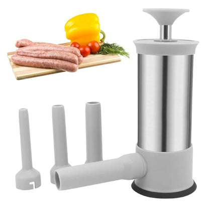 Sausage Stuffer Stainless Steel Manual Lever Four Filling Tubes