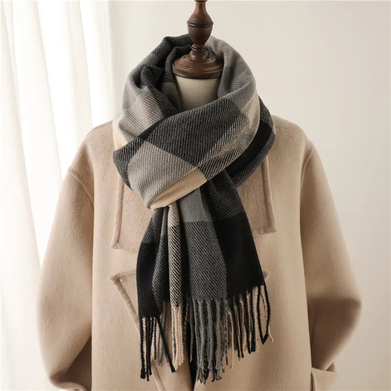 Scarf Cashmere Checkered Large