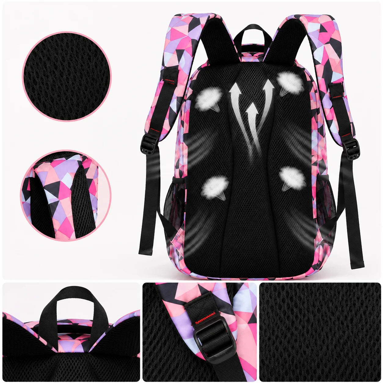 School Backpack Set 3-Piece Water-Resistant Polyester Laptop Pocket