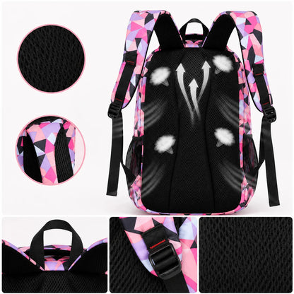 School Backpack Set 3-Piece Water-Resistant Polyester Laptop Pocket