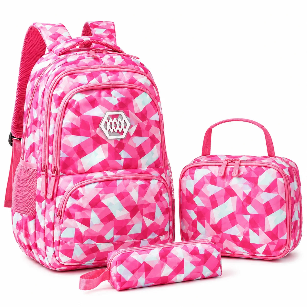 School Backpack Set 3-Piece Water-Resistant Polyester Laptop Pocket
