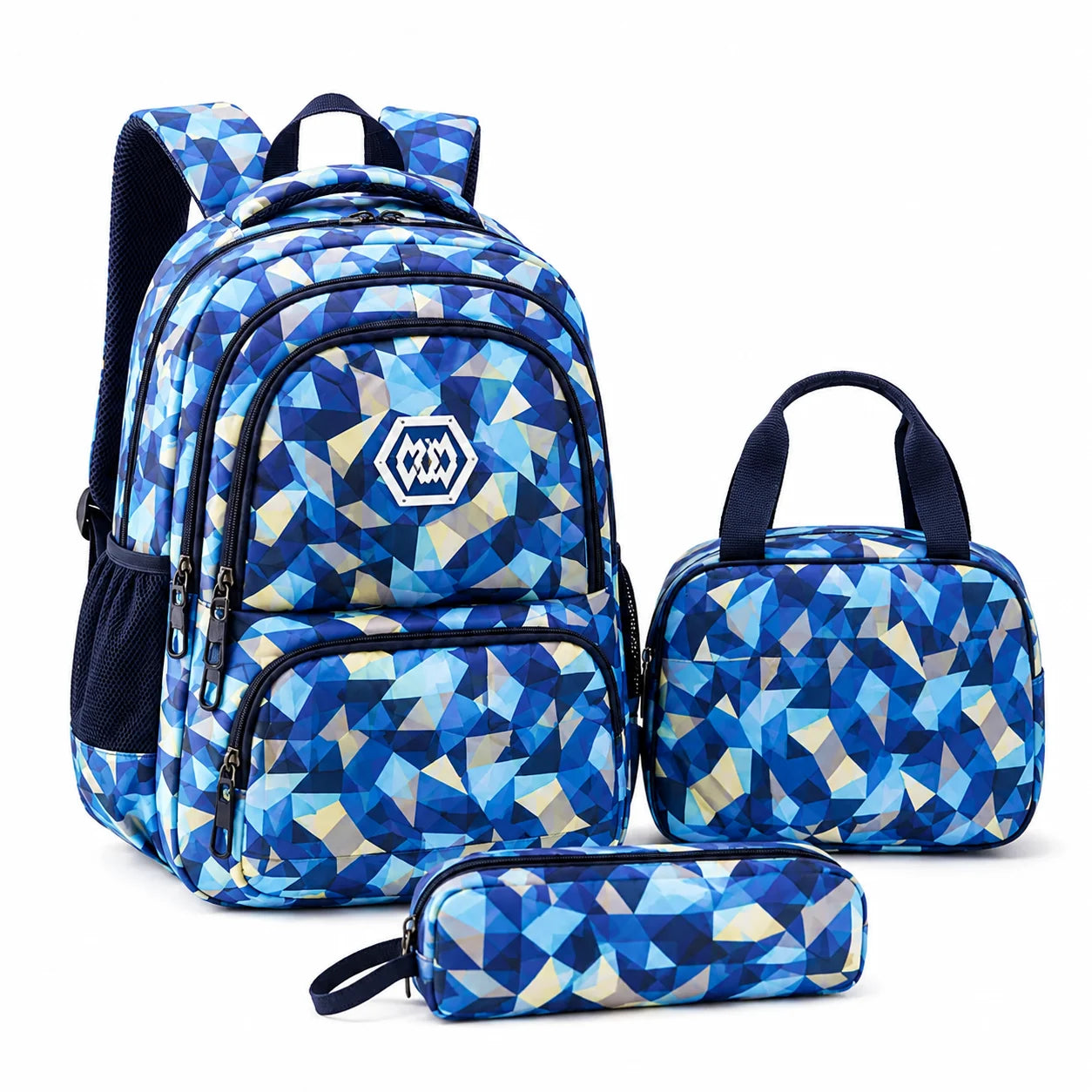 School Backpack Set 3-Piece Water-Resistant Polyester Laptop Pocket
