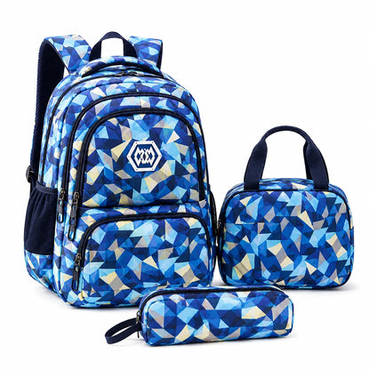 School Backpack Set 3-Piece Water-Resistant Polyester Laptop Pocket
