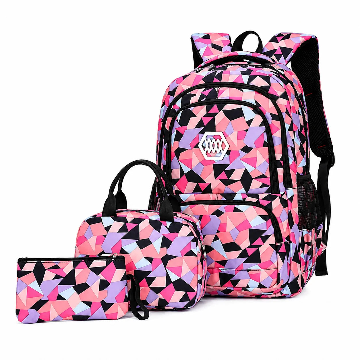 School Backpack Set 3-Piece Water-Resistant Polyester Laptop Pocket