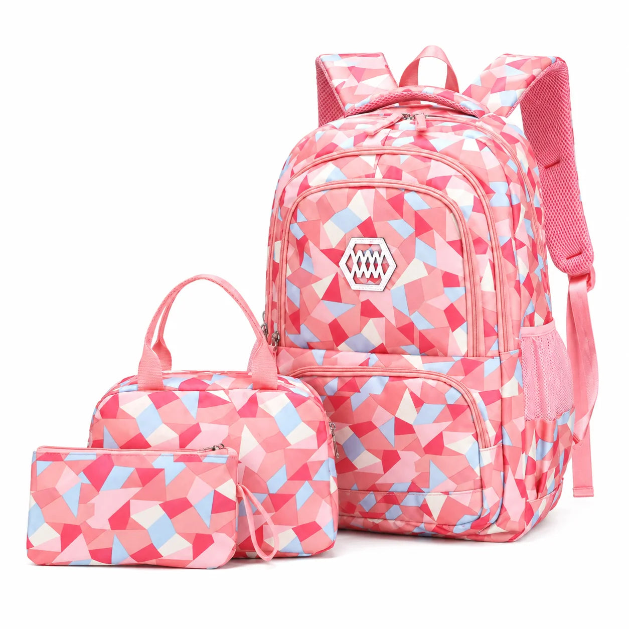 School Backpack Set 3-Piece Water-Resistant Polyester Laptop Pocket