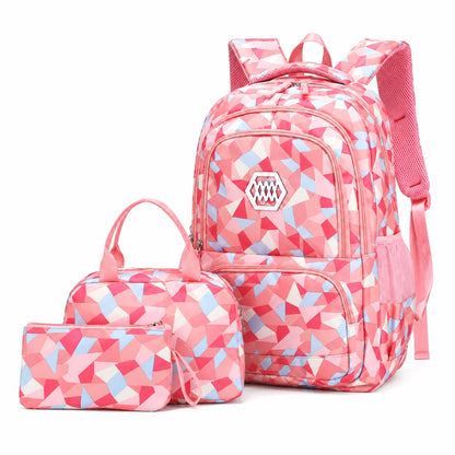 School Backpack Set 3-Piece Water-Resistant Polyester Laptop Pocket