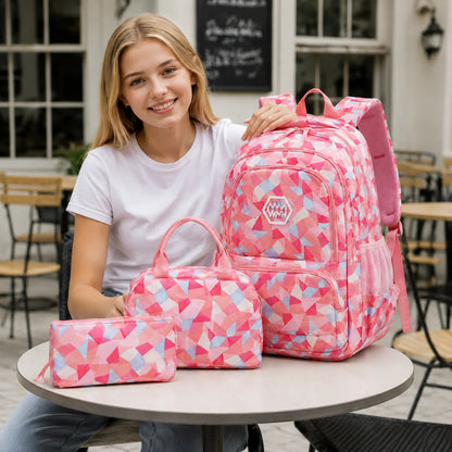 School Backpack Set 3-Piece Water-Resistant Polyester Laptop Pocket