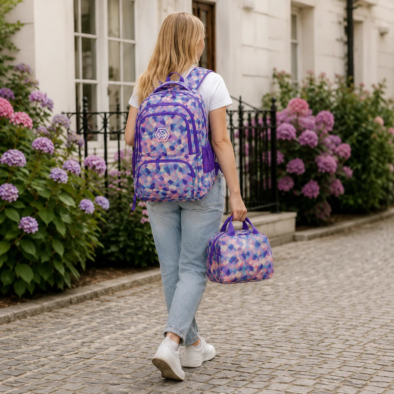 School Backpack Set 3-Piece Water-Resistant Polyester Laptop Pocket