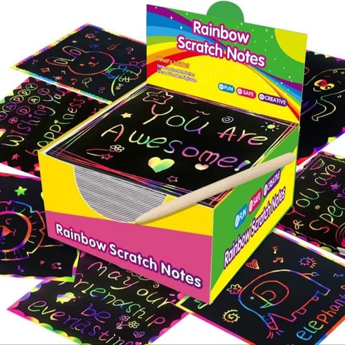 Scratch Art Kit Rainbow Reveal Non-Toxic Set of 100