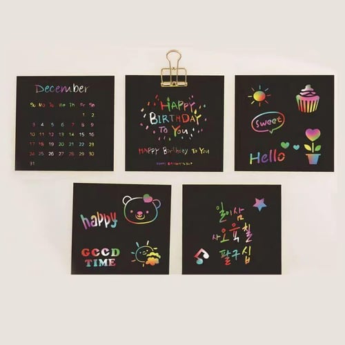 Scratch Art Kit Rainbow Reveal Non-Toxic Set of 100