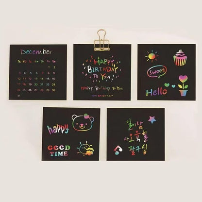 Scratch Art Kit Rainbow Reveal Non-Toxic Set of 100