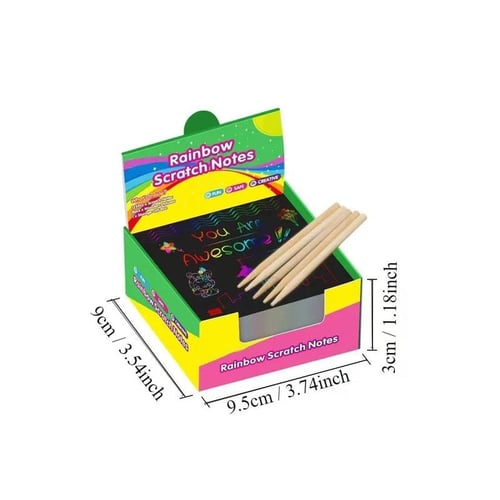 Scratch Art Kit Rainbow Reveal Non-Toxic Set of 100